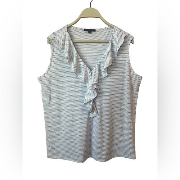 ADRIANNA PAPELL SLEEVELESS V-NECK RUFFLE WOMENS BUSINESS DRESS BLOUSE - Picture 1 of 8